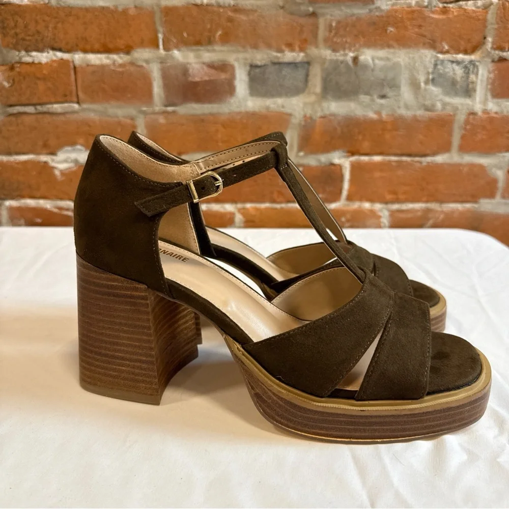 Brown Suede Platform‎ Sandals Size 9.5W NEW